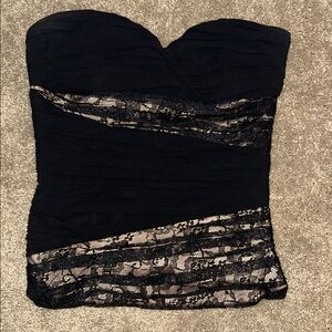 Bebe Chic Black Chiffon & Lace Corset Top